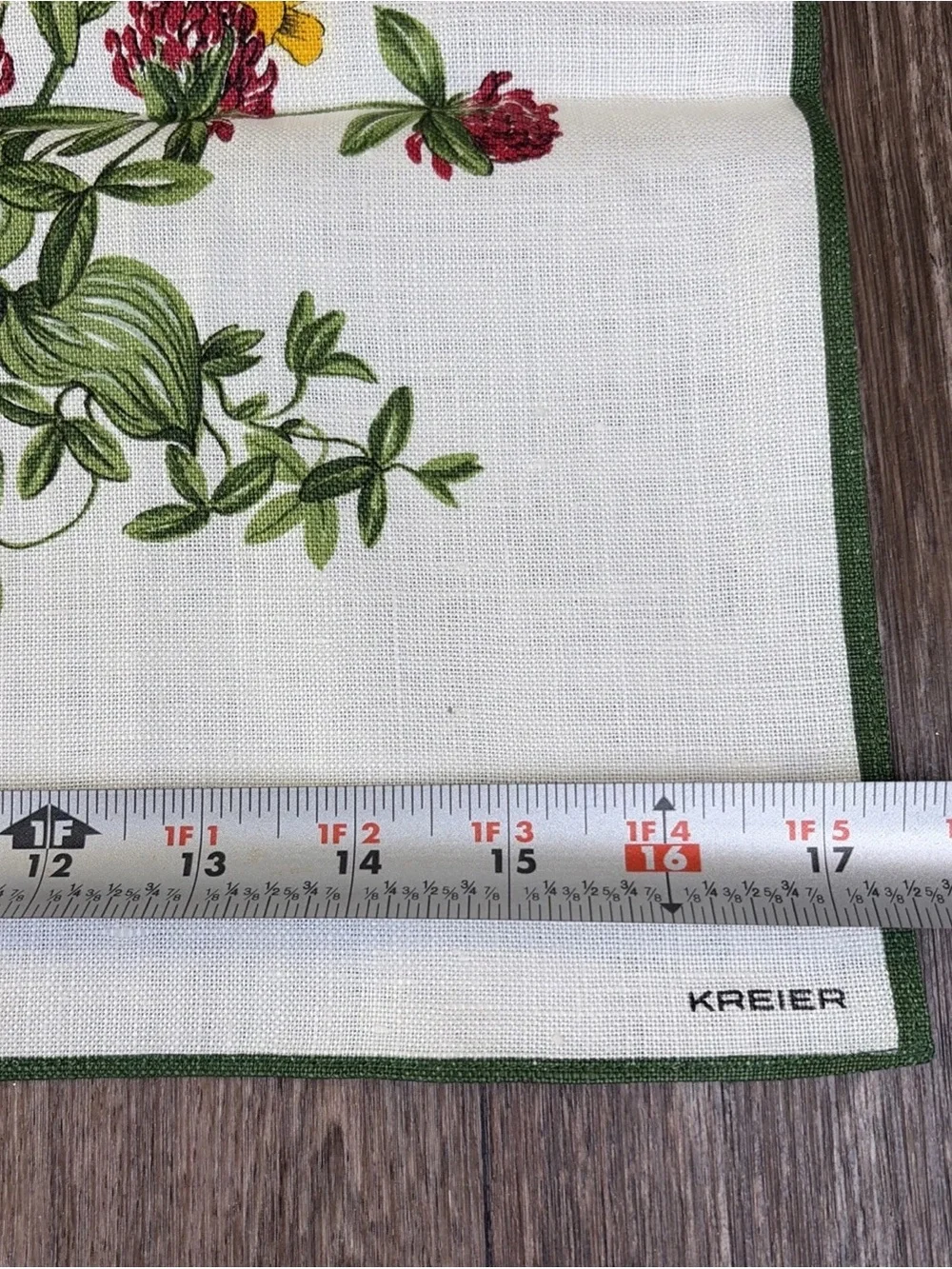 Vintage Kreier 100% Linen Tea Towel Swiss Table Wall Hanging Wildflowers Floral